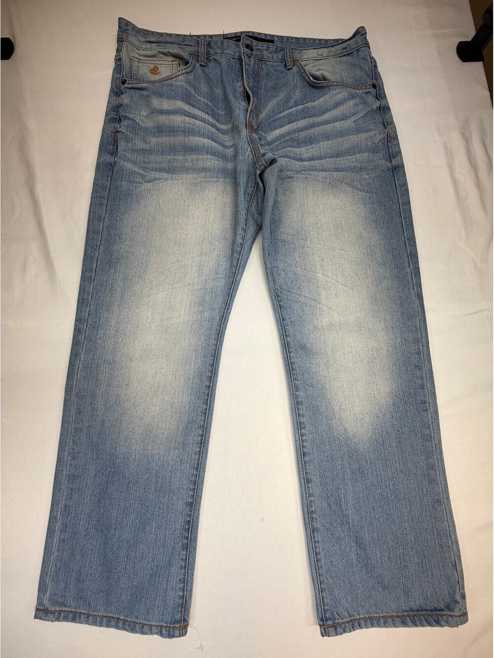 Rocawear Men's Straight Jeans Classic Fit Faded Light Wash Denim Size 38 Blue